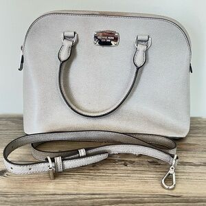 Michael Kors Cindy Gray Dome Shoulder Bag Purse Double Handle Satchel